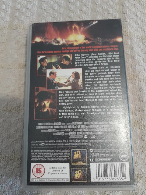 20TH CENTURY FOX Broken Arrow (1997) VHS PAL 15 Action Adventure - Dir ...