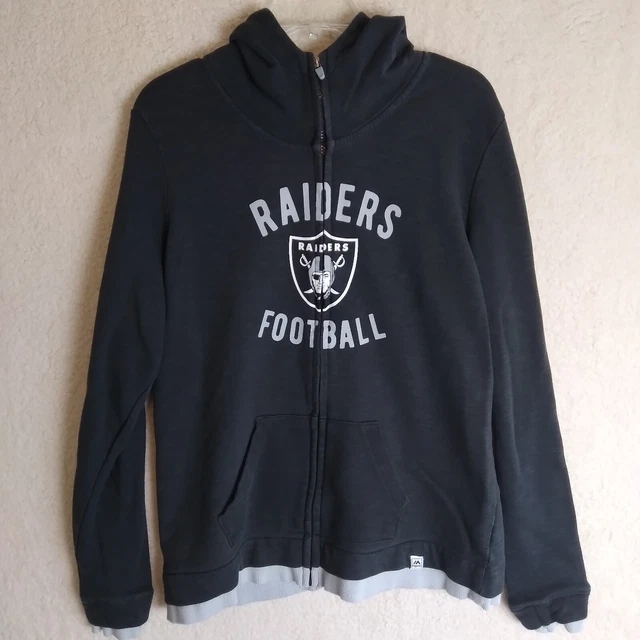 Las Vegas Raiders Hoodie Womens Extra Large Black Majestic Fan Fashion Full Zip