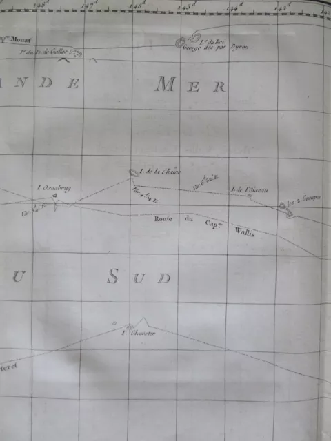 Tahiti Society Islands French Polynesia 1774 engraved Exploration routes map 3