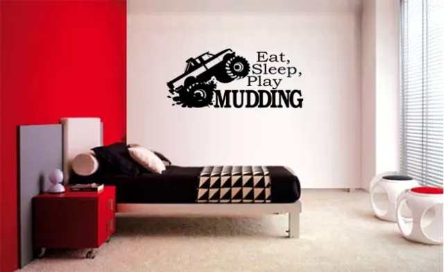 Eat Sleep Play Mudding Vinyl Wall Decal Lettering Kids Room Decor Sticker