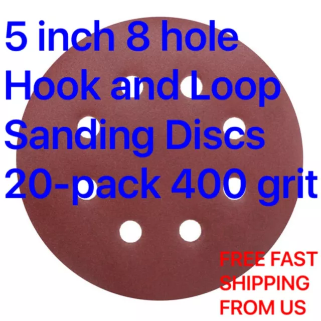 5 inch 8 hole Hook and Loop Sanding Discs 20-pack 400 grit