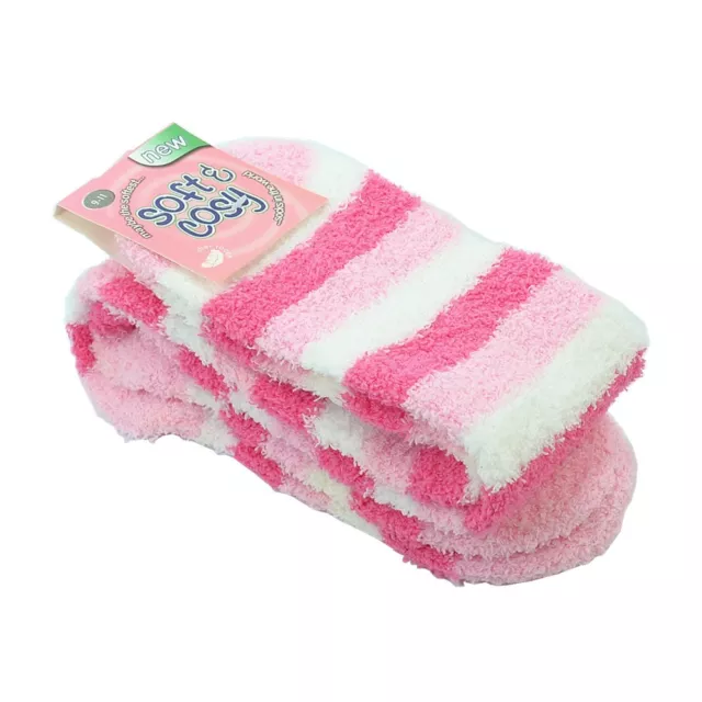 3~12pairs Women Girl Winter Socks Cozy Fuzzy Slipper Long Knee High Lot Strip 2