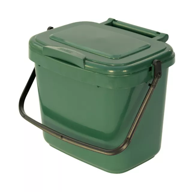 Kitchen Compost Caddy for Food Waste Recycling 5 Litre 5L Bin GREEN BLACK SILVER