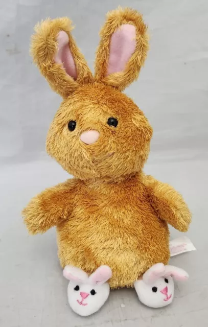 Vintage RUSS Berrie Plush Baby Easter Brown Bunny Rabbit with Slippers 7" Lovey