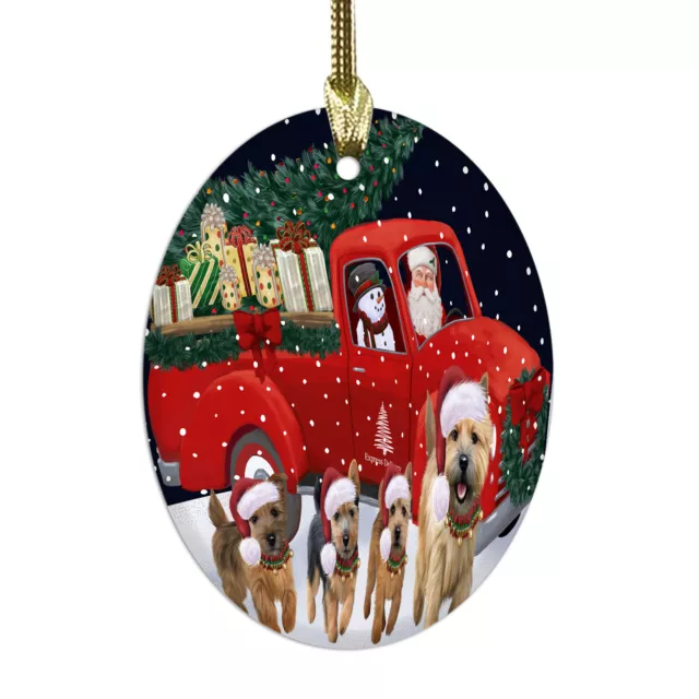 Norwich Terrier Dog Oval Glass Christmas Hanging Ornaments X-mas Tree Decoration