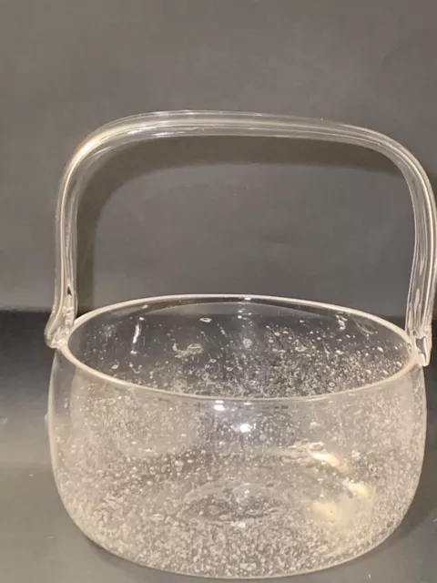 VTG MCM Modern Kaj Franck Nuutajarvi Finland Controlled Bubble Art Glass Basket