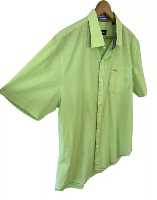 TOMMY BAHAMA MENS Green Lightweight Button Up Short Sleeve Shirt Cotton ...