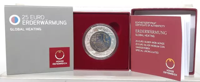 Austria 25 Euros 2023 Niobio/Plata Proof - Calentamiento Global -