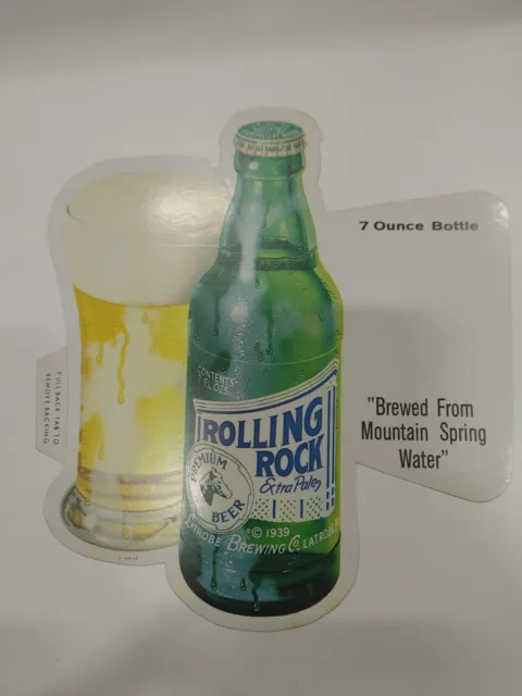 Rolling Rock Beer Sticker 7  Oz Bottle.1969 Nos. Latrobe Pa.