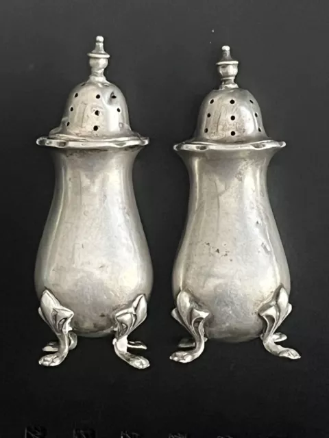 PAIR OF S&B  STERLING SILVER SALT & PEPPER SHAKERS FOOTED 65gr