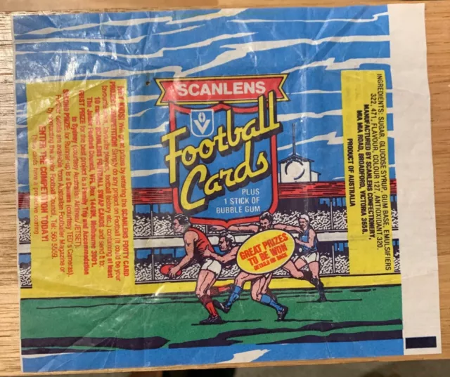 1987 VFL football Scanlens wax wrapper