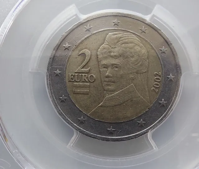 world coins: 2002 two Eurodollar coin from Austria with Bertha Suttner.