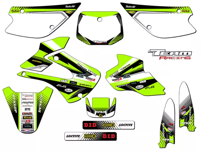 1998-2000 Kawasaki KX 80 100 KX80 KX100 Graphique Kit Stickers Déco 1999