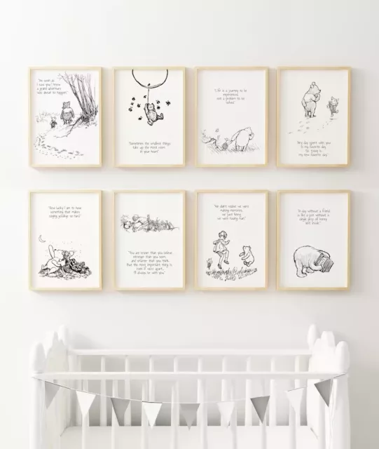 Winnie The Pooh Nursery Posters Wall Art Baby Bedroom Pictures Poster Print