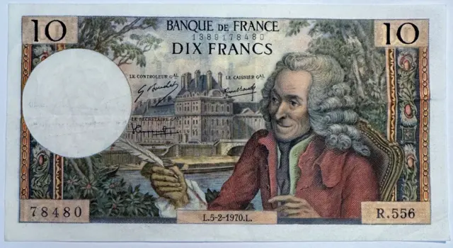 10 FRANCS VOLTAIRE (5.2.1970) Billet de banque français (TTB)