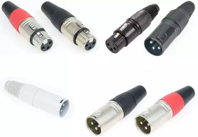 XLR Stecker Male Kupplung Female Buchse Schwarz Rot DMX Neutrik kompatibel