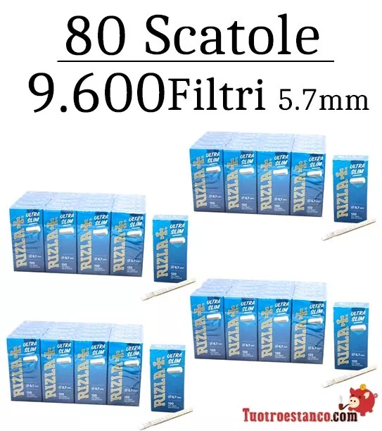 4 x Filtri Rizla de 5,7mm (80 scatole) - 9.600 Filtri