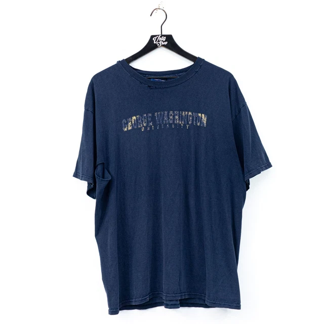 Y2K MV Sport George Washington University Distressed Thrashed T-Shirt Size XL