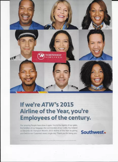 Southwest Airlines Fluglinie Von Jahr Best Customer Service 2015 Atw Magazin Ad