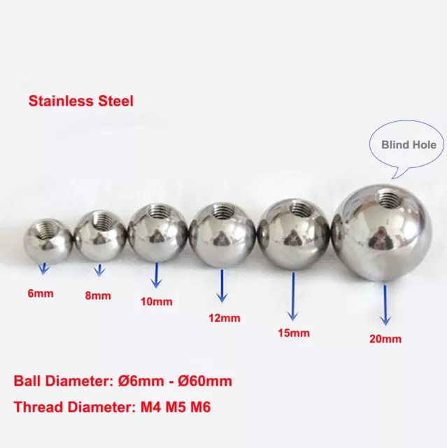 STAINLESS STEEL DRILLING Balls Female Thread M4 M5 M6 Blind Hole Ball