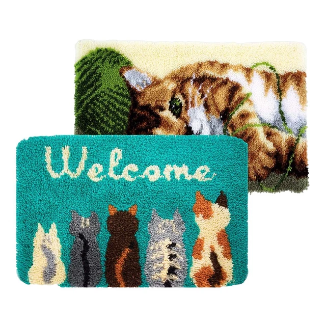 Cat Latch Alfombra Hágalo Usted Mismo Alfombra Hilo de Ganchillo-s 60x40cm Principiante