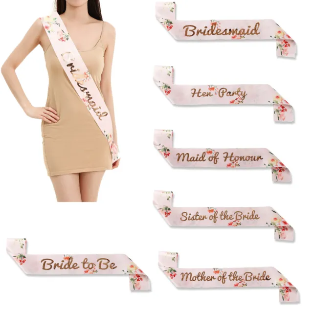 Hen Party Sashes Team Bride Classy Floral Rose Gold Night Do Accessories Sash