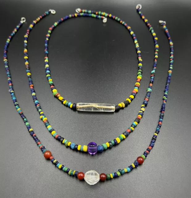 BURMES SOUTH EAST ASIAN ANTIQUITY PYU OLD GLASS AGATE Crystals BEADS STRANDS Lot