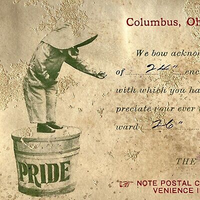 c1908 Postcard Columbus Capital City Dairy Trade Credit Advertising 1 Cent Stamp