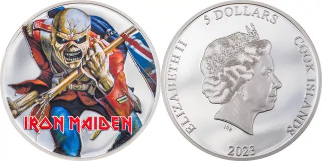 5 Dollar Cook Islands 2023 PP - 1 OZ Iron Maiden - Eddie the Trooper 2023