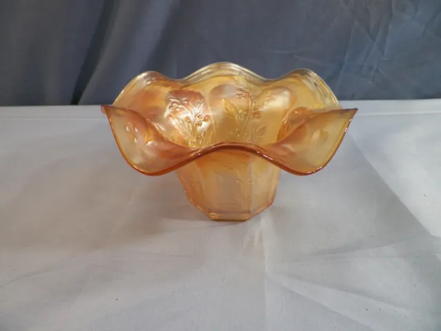 Vintage Fenton Marigold Carnival Glass Holly Pattern Hat Shaped Small Bowl