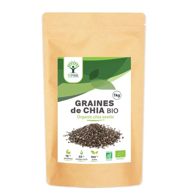 Graines de Chia Bio - Bioptimal - Superaliment - Omega 3 Protéines Calcium