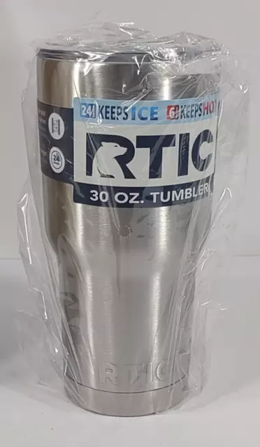 NIP RTIC silver stainless steel 30 oz insulated Travel Mug tumbler w/ Lid