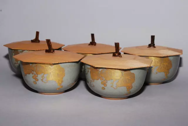 Kyoto Ware, Otowayama Kiln, Toya Style, With Lid, 5 Pieces, Gold Color, Grape Pa