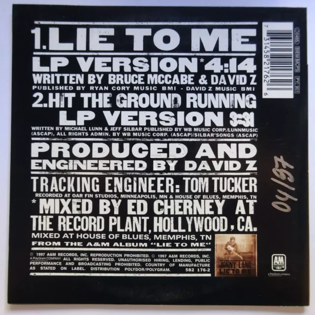 Jonny Lang : Lie To Me (Lp Version) / Hit The Ground Running - [ Cd Single ] 2