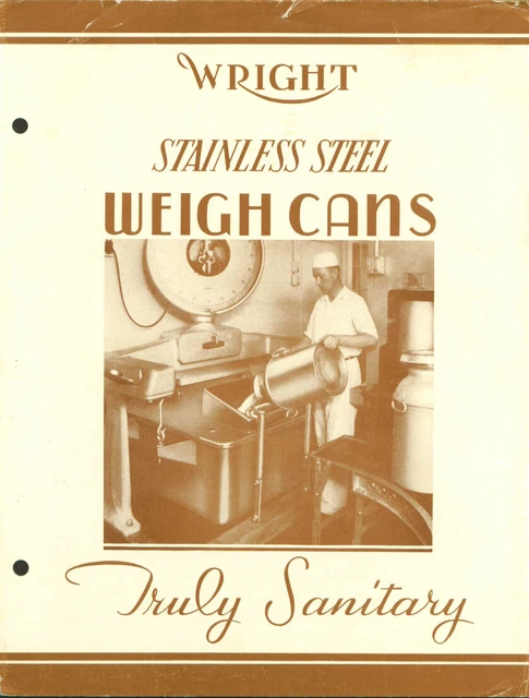 Wright Stainless Steel Milk Weigh Cans folder 1930s