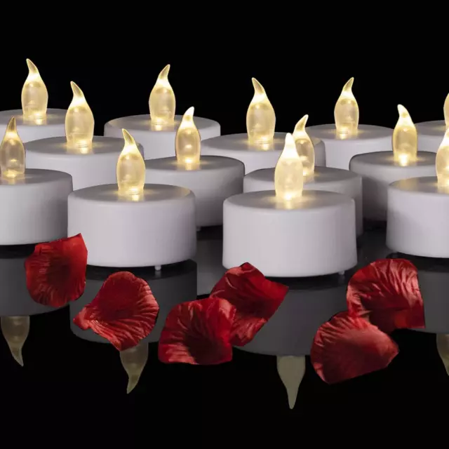 Luces de té LED a pilas: 24PACK velas votivas sin llama lámpara realista