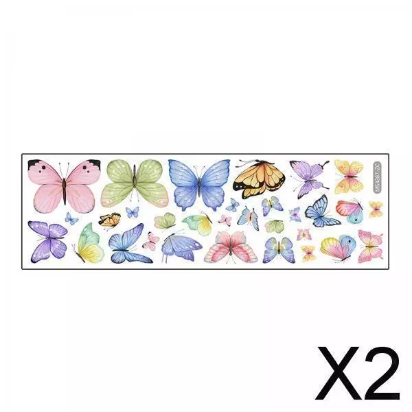 2X Adesivi murali farfalle colorate Decalcomanie per adesivi murali in PVC per