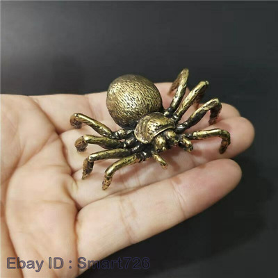 Brass Spider Small Figurines Statue Tea Pet House Decor Plant Gift Vintage HOT