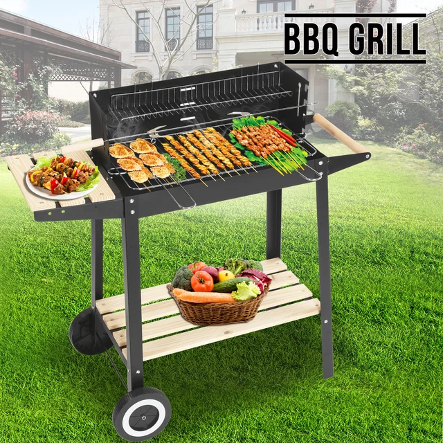 RECTANGULAR BBQ BARBECUE Steel Charcoal Grill Outdoor Patio Garden