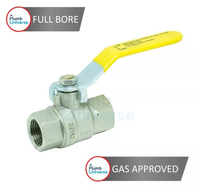 Gas Yellow Lever Ball Valve FXF Female Full Bore 1/4 Turn BSPP