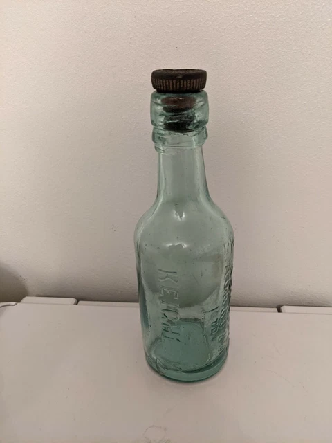 Old Green Vintage Glass bottle with stopper E.A.ACROYD LTD