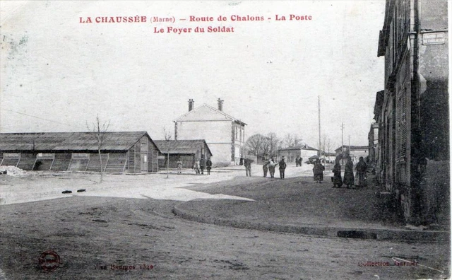 CPA 51 LA CHAUSSEE ROUTE DE CHALONS LA POSTE   (cpa animée)
