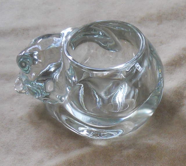 Vintage Glass Sleeping Cat Votive Candle Holder Paperweight