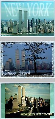 3 Postcards NEW YORK, NY ~ Skyline WORLD TRADE CENTER Day/Night  4"x6"