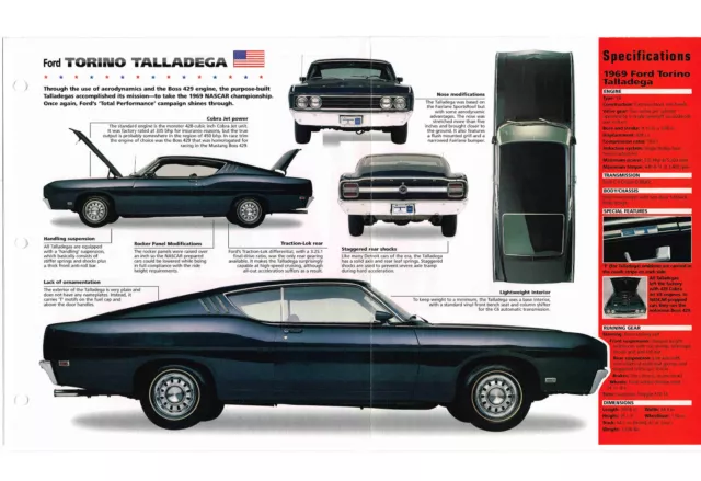 1969 FORD TORINO TALLADEGA SPEC SHEET/Brochure: NASCAR 2