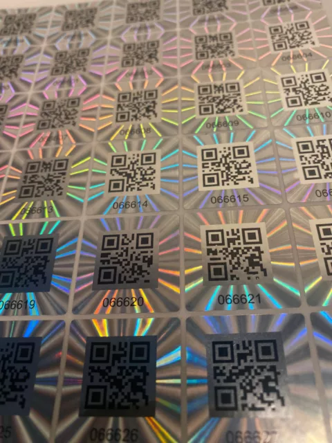 100 Serial Number Qr Code Security Hologram Labels Sticker Seals-1 Inch Square