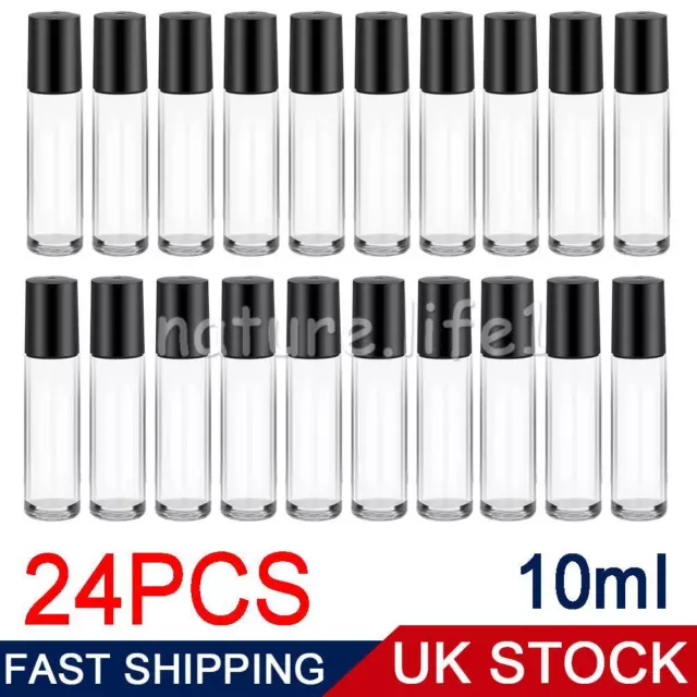 24X Refillable Empty Essential Oil Bottle Clear Perfume Roller Ball Container