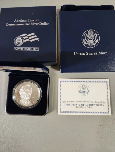 2009 US Mint Abraham Lincoln Proof Commemorative Silver Dollar OGP COA