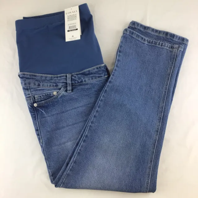 Lovall Size UK 18 Maternity Jeans Mid Blue Stretch Straight Legged Ladies Womens