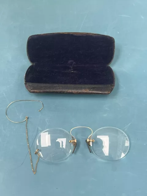 Antique 10K  Pinch Nose No Frame Rimless Spectacles Eyeglasses - Excellent Cond.